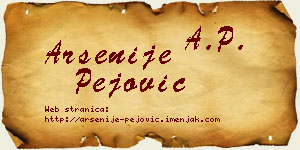 Arsenije Pejović vizit kartica
